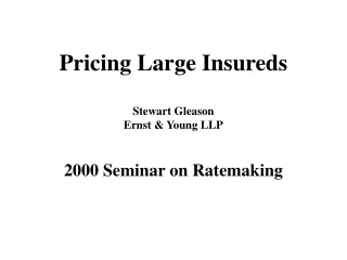 Pricing Large Insureds Stewart Gleason Ernst &amp; Young LLP 2000 Seminar on Ratemaking