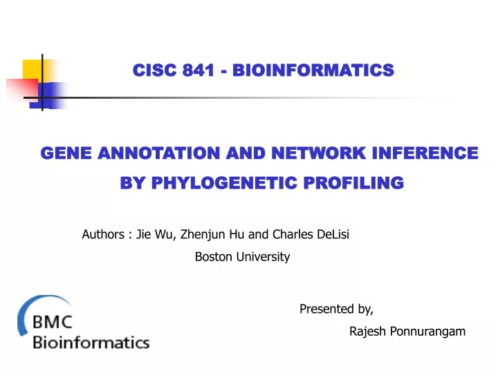 cisc 841 bioinformatics