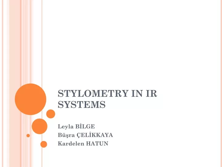 stylometry i n i r systems