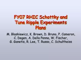 FY07 RHIC Schottky and Tune Ripple Experiments Plans