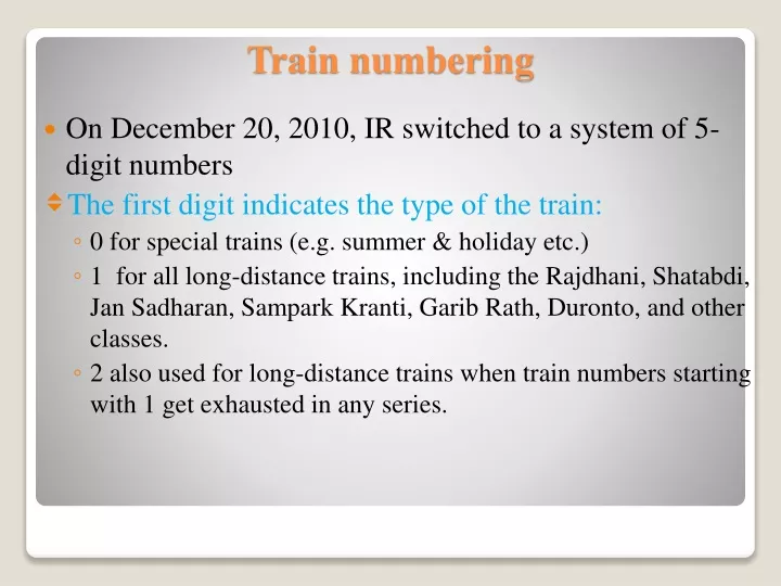 train numbering