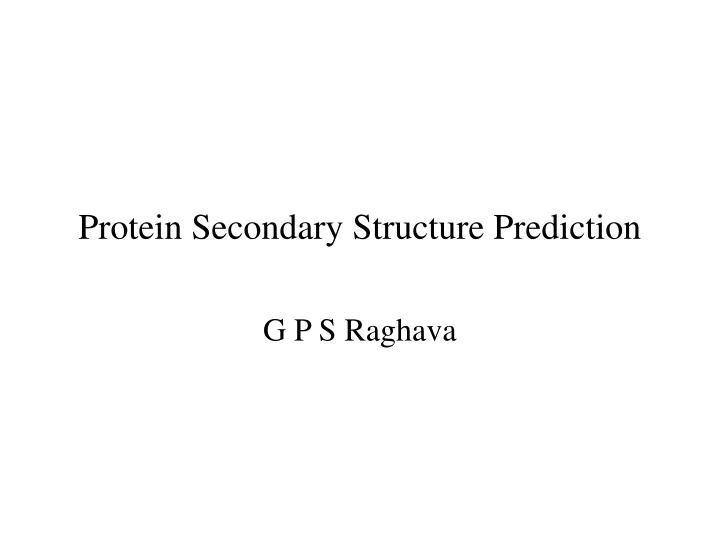 protein secondary structure prediction