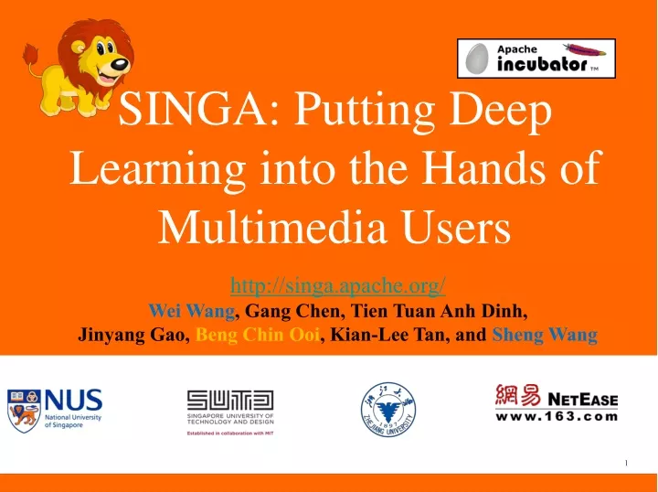 singa putting deep learning into the hands