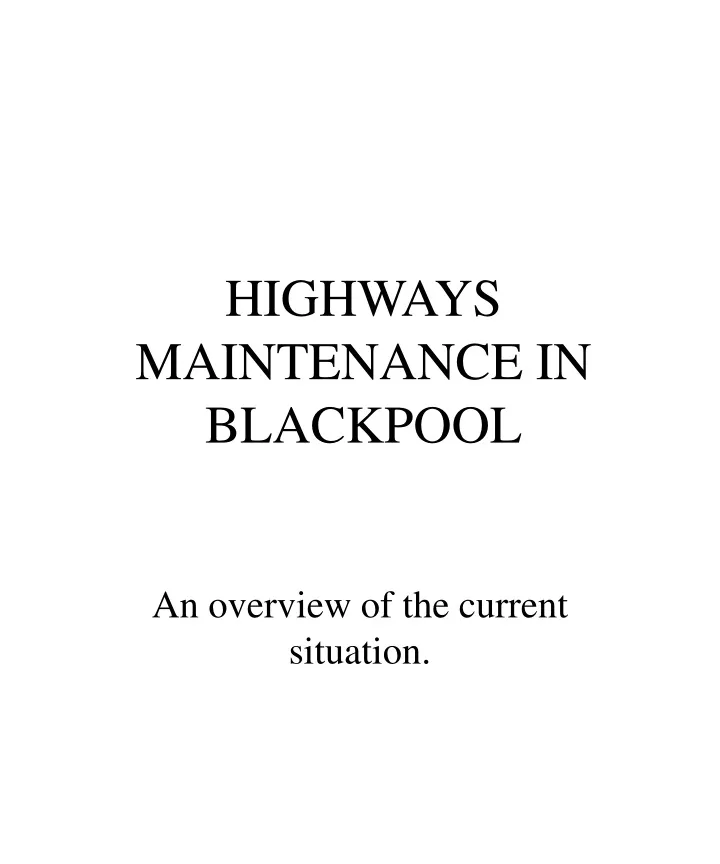 highways maintenance in blackpool