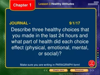 Lesson 3  Healthy Attitudes