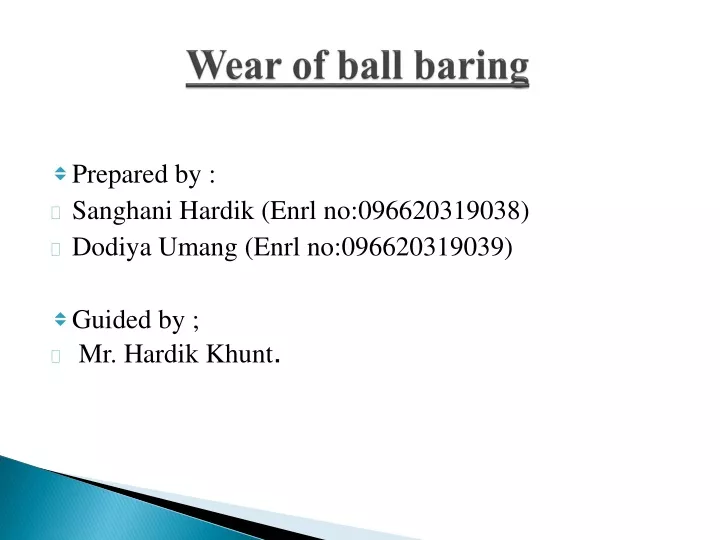 wear of ball baring