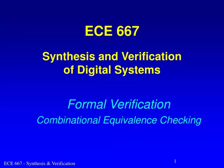 formal verification combinational equivalence checking