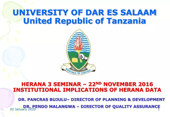 university of dar es salaam united republic of tanzania