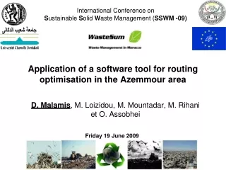 Application of a software tool for routing optimisation in the Azemmour area