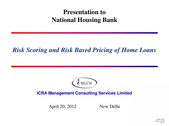 presentation to national housing bank