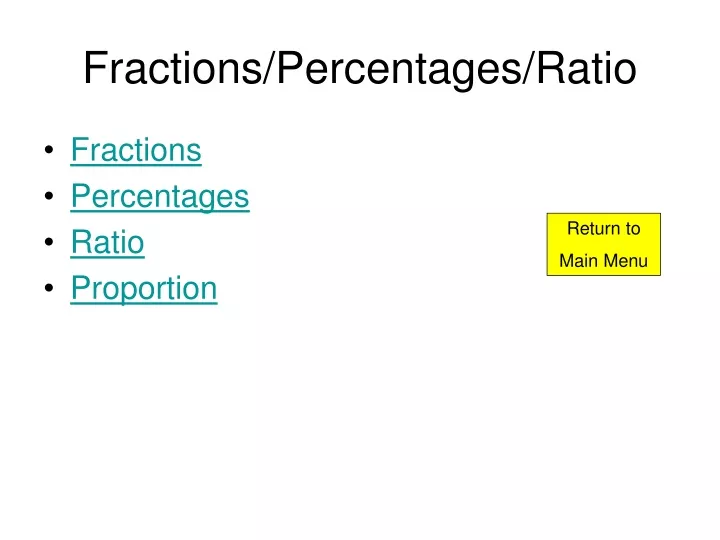 fractions percentages ratio