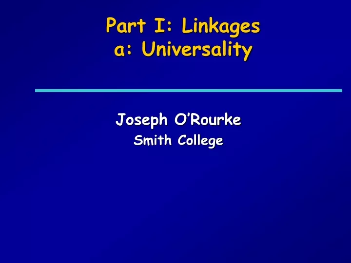 part i linkages a universality