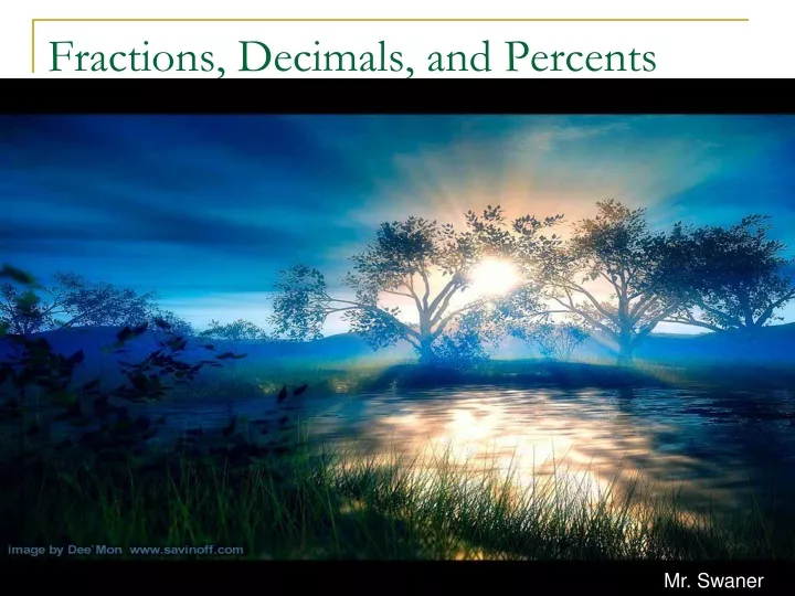 fractions decimals and percents