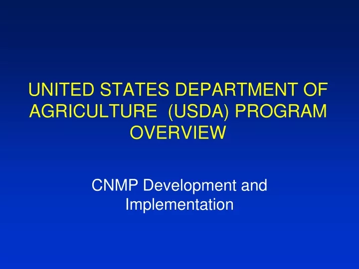 united states department of agriculture usda program overview