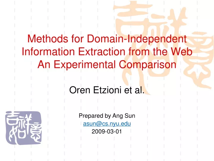 methods for domain independent information extraction from the web an experimental comparison