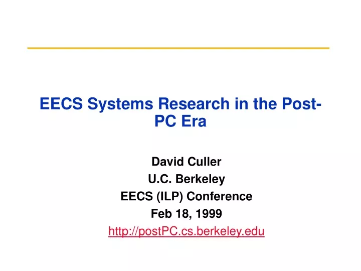 eecs systems research in the post pc era