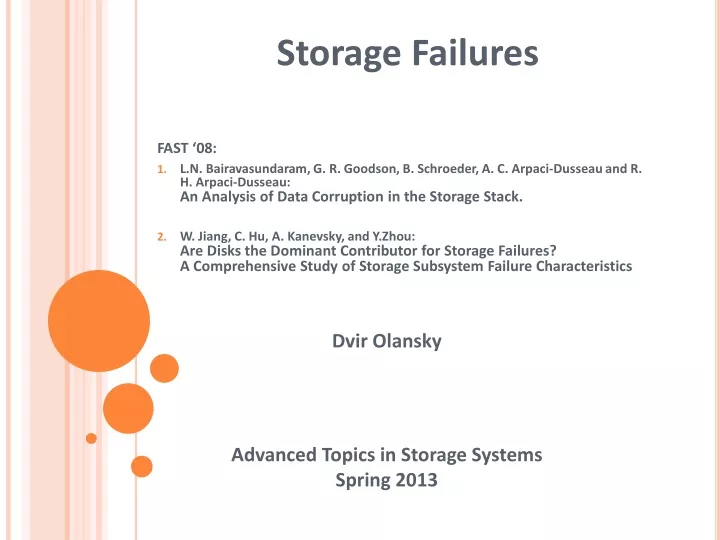 storage failures