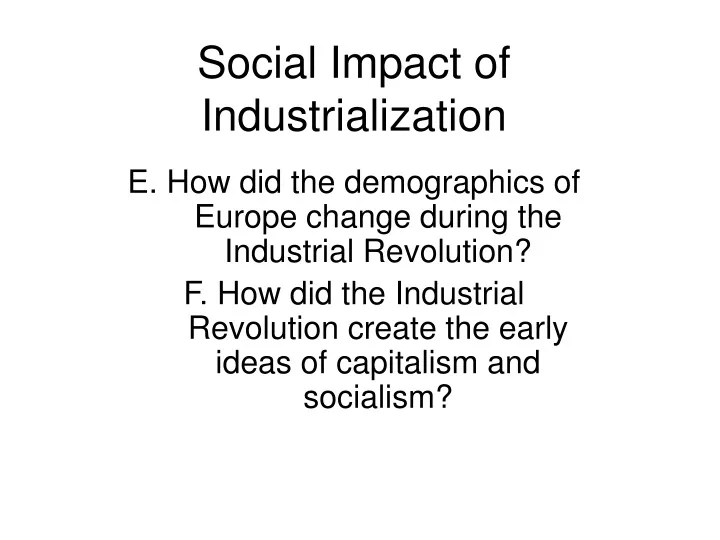 social impact of industrialization