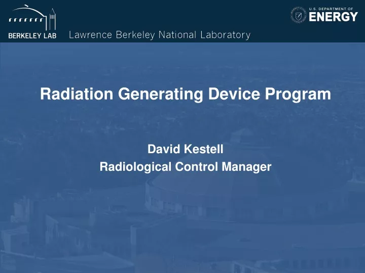 radiation generating device program david kestell