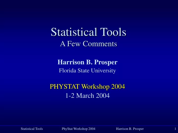 statistical tools a few comments
