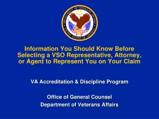 VA Accreditation &amp; Discipline Program Office of General Counsel Department of Veterans Affairs