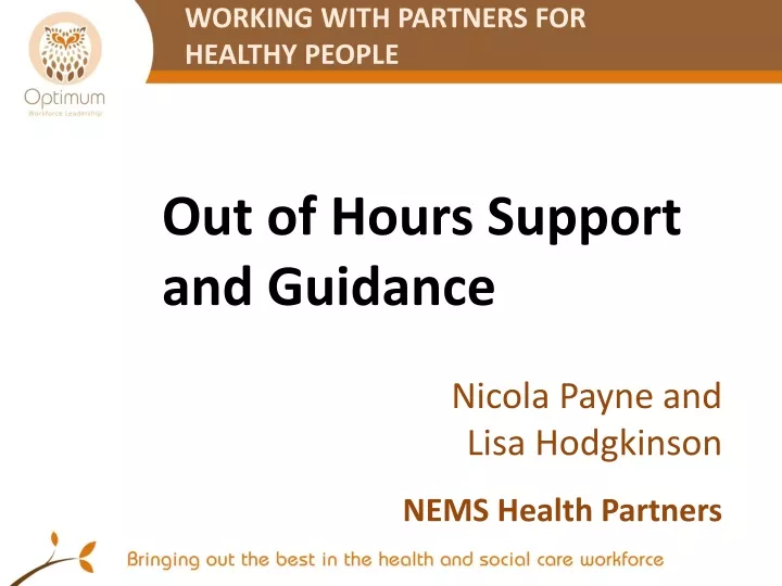 working with partners for healthy people