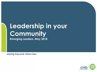 Leadership in your Community  Emerging Leaders, May 2018