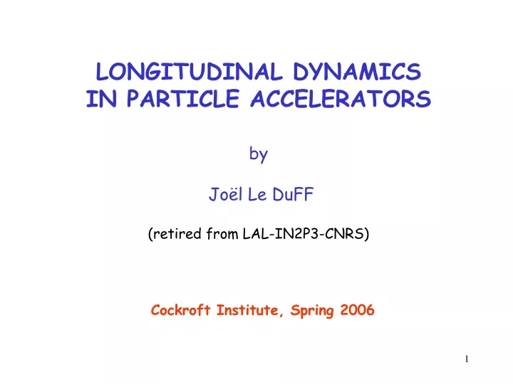 longitudinal dynamics in particle accelerators