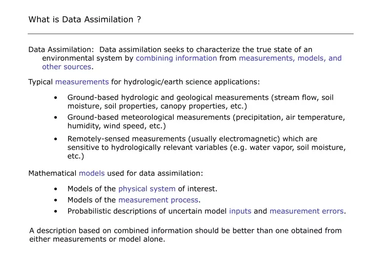 what is data assimilation