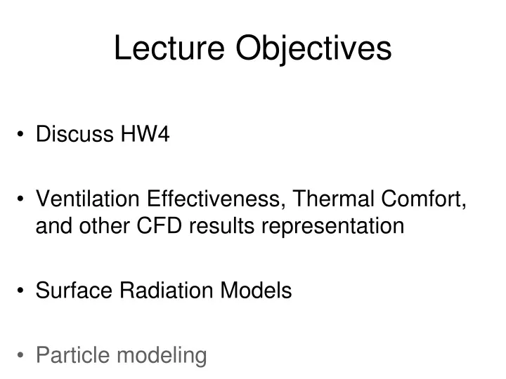 lecture objectives