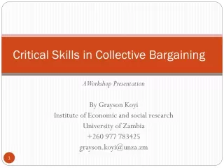 Critical Skills in Collective Bargaining