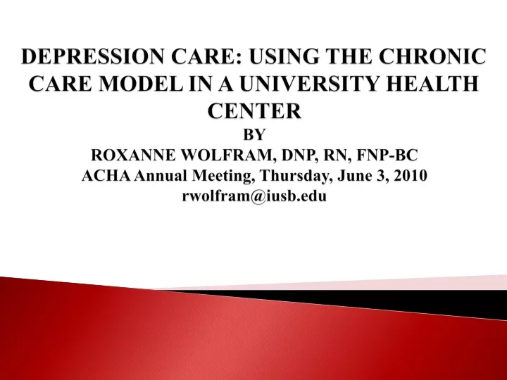 depression care using the chronic care model