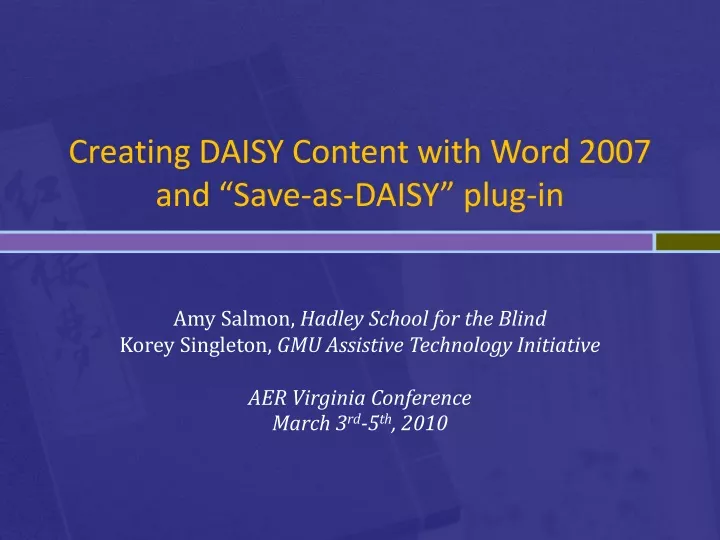 creating daisy content with word 2007 and save as daisy plug in