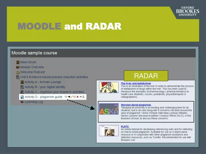 moodle and radar