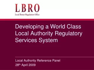 Developing a World Class Local Authority Regulatory Services System