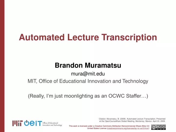 automated lecture transcription