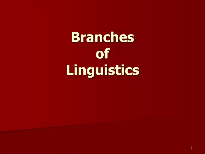 branches of linguistics