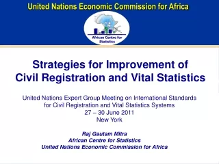 Strategies for Improvement of  Civil Registration and Vital Statistics