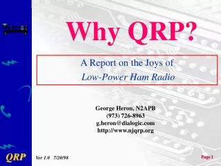 Why QRP?