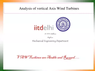 Analysis of vertical Axis Wind Turbines