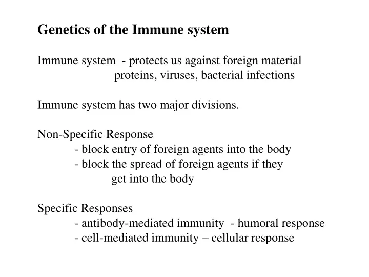 genetics of the immune system immune system