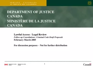 Lawful Access:  Legal Review Follow-up Consultations: Criminal Code Draft Proposals
