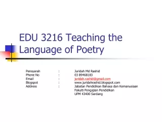 EDU 3216 Teaching the Language of Poetry