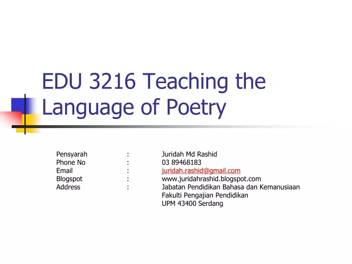 edu 3216 teaching the language of poetry