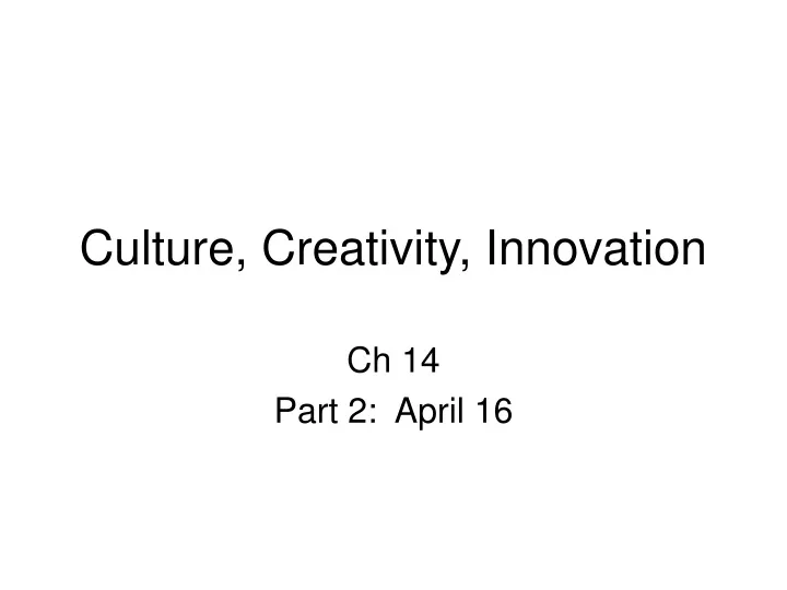 culture creativity innovation