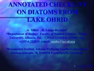 ANNOTATED CHECKLIST ON DIATOMS FROM  LAKE OHRID