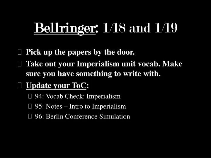 bellringer 1 18 and 1 19
