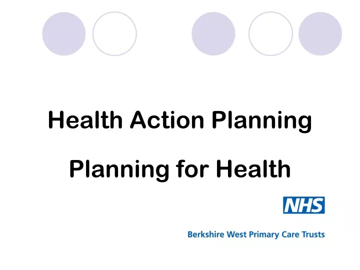 health action planning planning for health