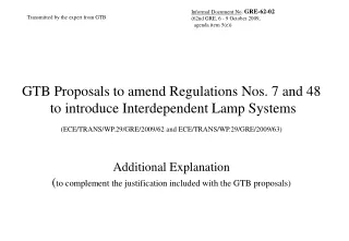 GTB Proposals to amend Regulations Nos. 7 and 48  to introduce Interdependent Lamp Systems