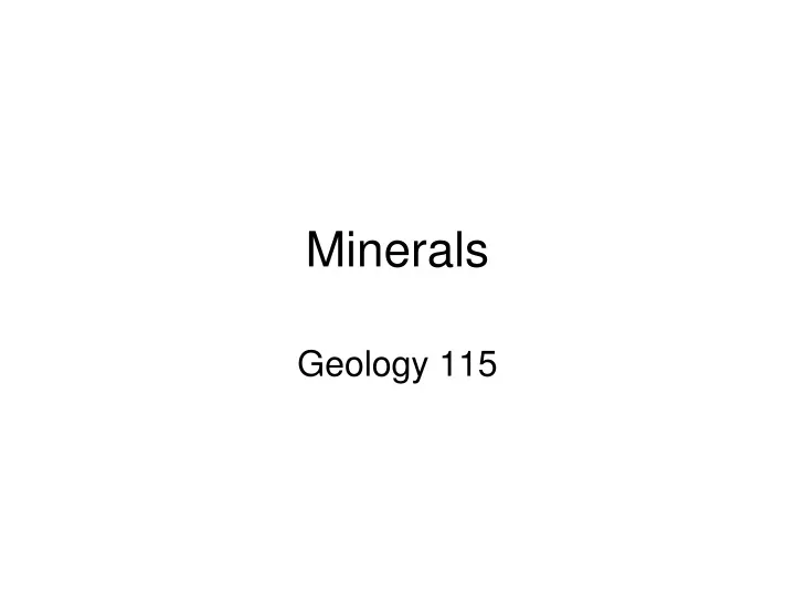 minerals